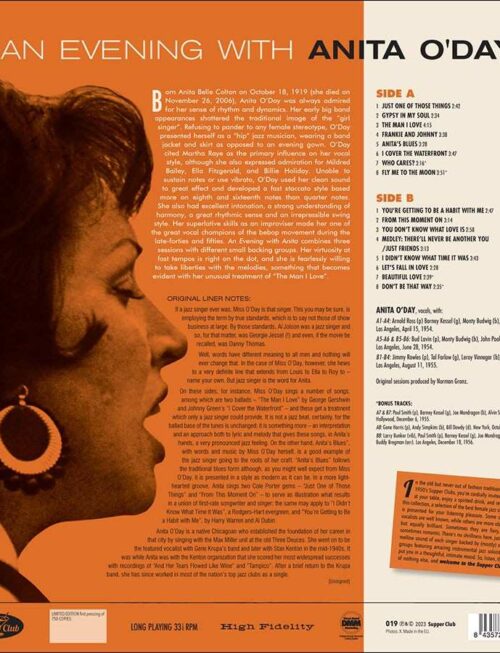 ANITA ODAY - An Evening With Anita (Limited Edition) (+4 Bonus Tracks) Vinyl Record