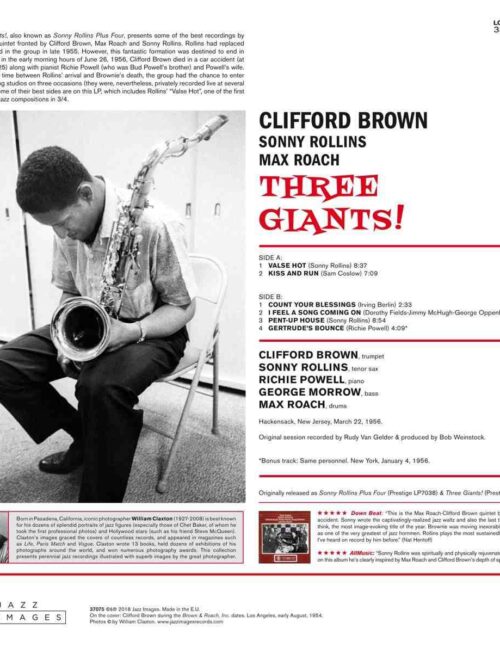 CLIFFORD BROWN - Three Giants! (Gatefold Packaging. Photographs By William Claxton) Vinyl Record