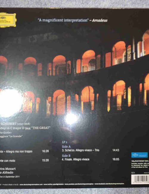 CLAUDIO ABBADO - Schubert - The Great C Major Symphony . Vinyl Record