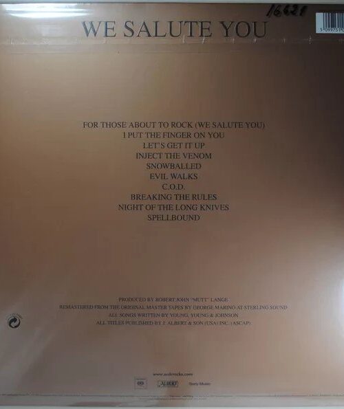 AC/DC - For Those About To Rock We Salute You Vinyl Record