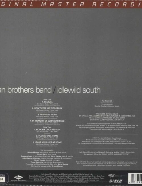 ALLMAN BROTHERS - IDLEWILD SOUTH Vinyl Record
