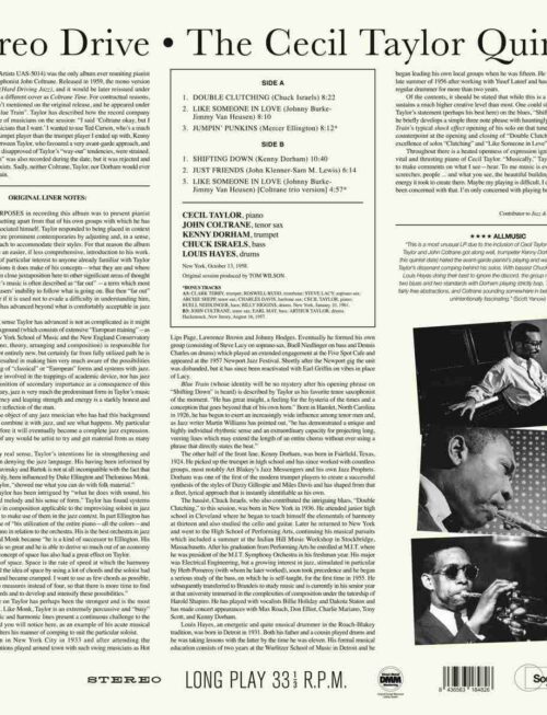 CECIL TAYLOR QUINTET - Stereo Drive (+2 Bonus Tracks) (Limited Edition) Vinyl Record