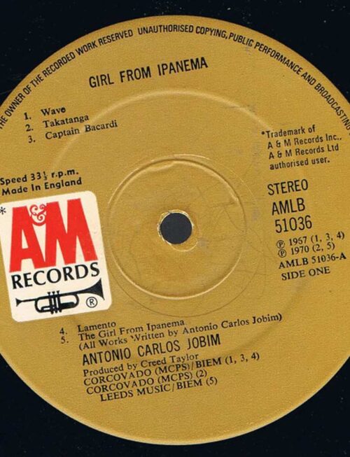 ANTONIO CARLOS JOBIM - THE GIRL FROM IPANEMA Vinyl Record