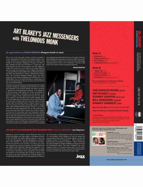 ART BLAKEY - Art Blakeys Jazz Messengers With Thelonious Monk Vinyl Record