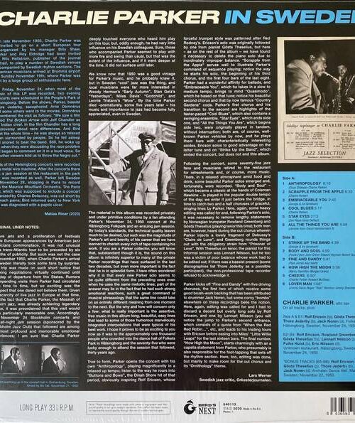 CHARLIE PARKER - In Sweden (Solid Blue Vinyl) Vinyl Record