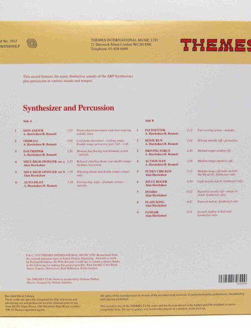 ALAN HAWKSHAW AND BRIAN BENNET - SYNTHESIZER AND PERCUSSION Vinyl Record