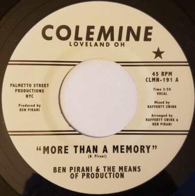 BEN PIRANI - MORE THAN A MEMORY (WHITE LABEL) Vinyl Record