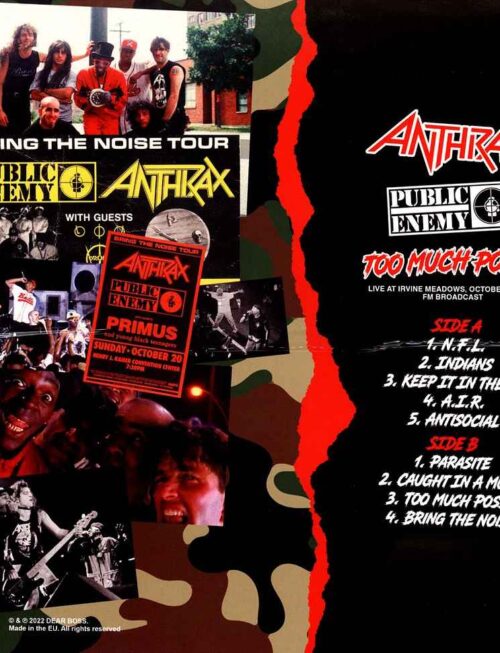 ANTHRAX - PUBLIC ENEMY - Too Much Posse: Live At Irvine Meadows. October 19. 1991 Fm Broadcast Vinyl Record