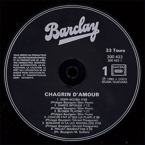 CHAGRIN D'AMOUR - CHAGRIN D'AMOUR Vinyl Record