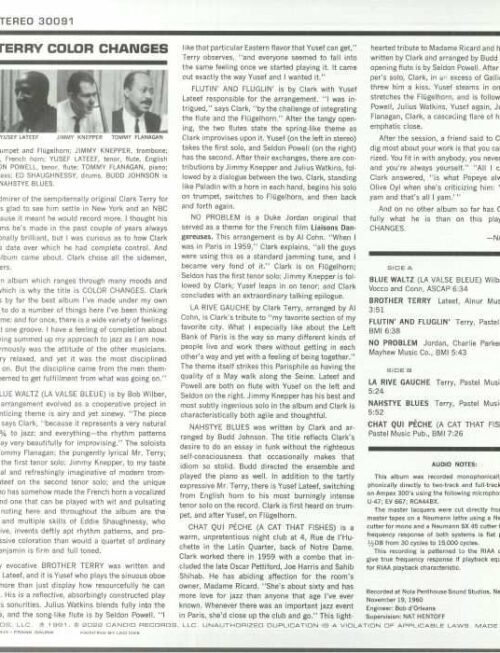 CLARK TERRY - Color Changes Vinyl Record