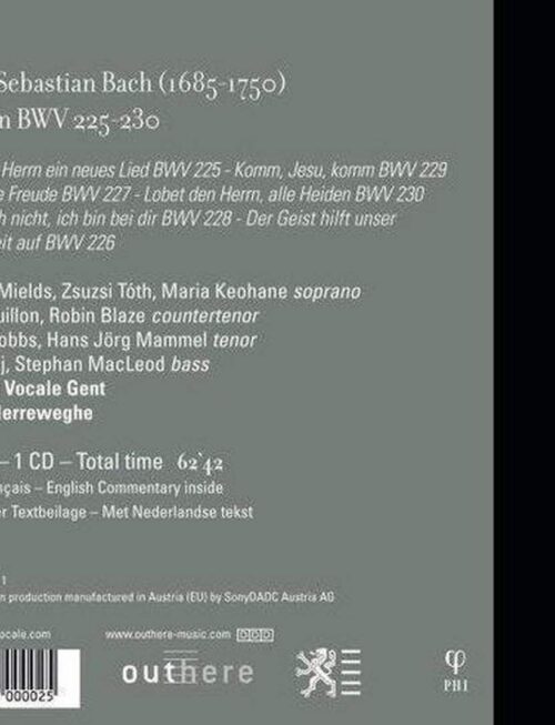 COLLEGIUM VOCALE GENT / PHILIPPE HERREWEGHE - Bach: Motetten Bwv 225-230 Vinyl Record