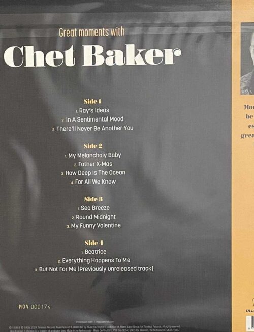 Chet Baker - Great Moments With (2LP Coloured) Vinyl Record