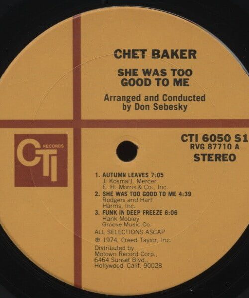 Chet Baker - She Was Too Good To me (1LP) Vinyl Record