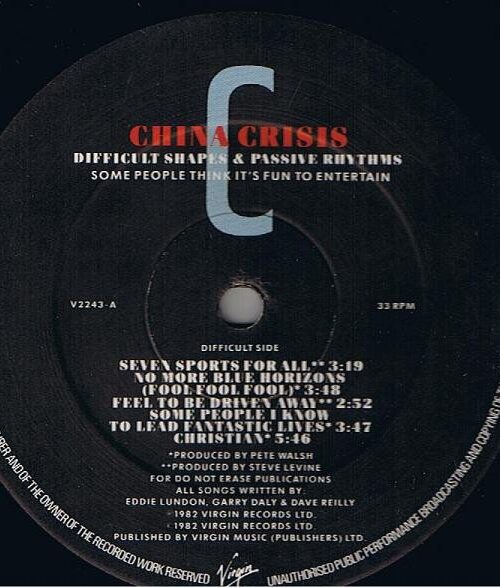 CHINA CRISIS - DIFFICULT SHAPES AND PASSIVE R Vinyl Record