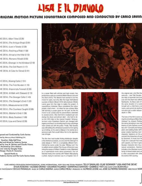 CARLO SAVINA - LISA AND THE DEVIL Vinyl Record