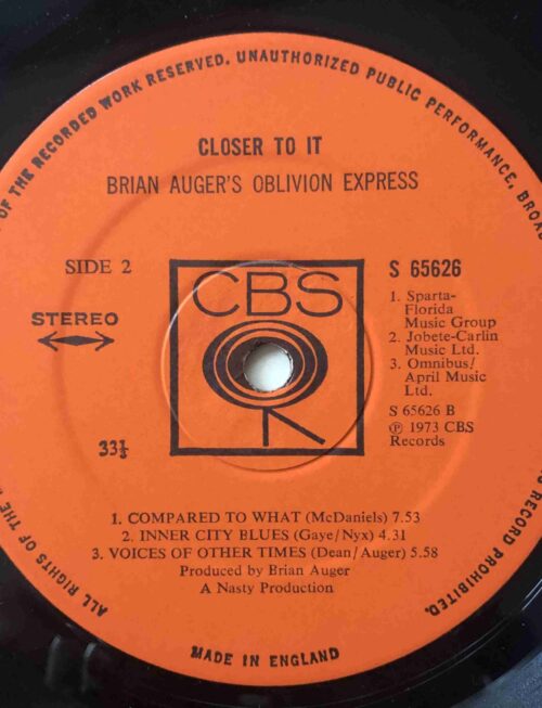 BRIAN¬†AUGER'S OBLIVION EXPRESS - CLOSER TO IT Vinyl Record