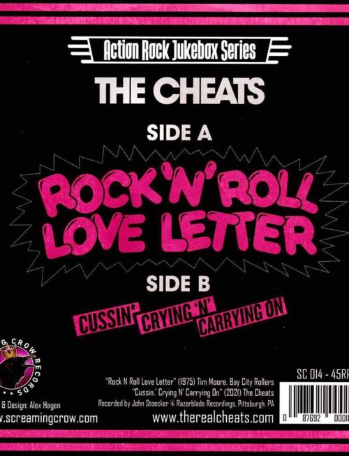 CHEATS - Rock N Roll Love Letter / Cussin. Crying N Carrying On Vinyl Record