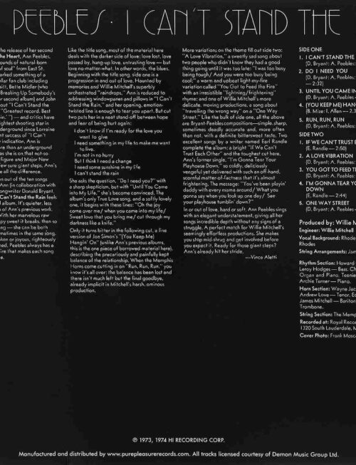 ANN PEEBLES - CANT STAND THE RAIN Vinyl Record